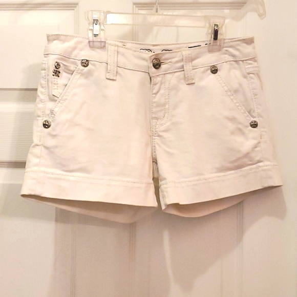 Miss Me Women's 27 Style# JS4481H2 White Denim Shorts with Rhinestones - Picture 2 of 2